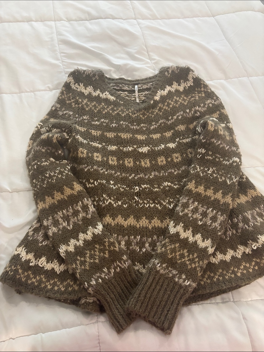 Brown Fair Isle Knit Women's Sweater